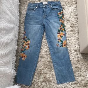 Free people embroidered girlfriend jeans